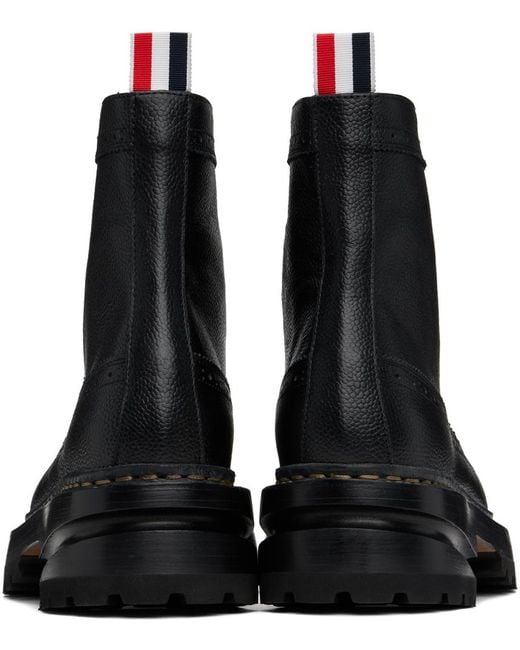 Thom Browne Black Lace-up Longwing Boots