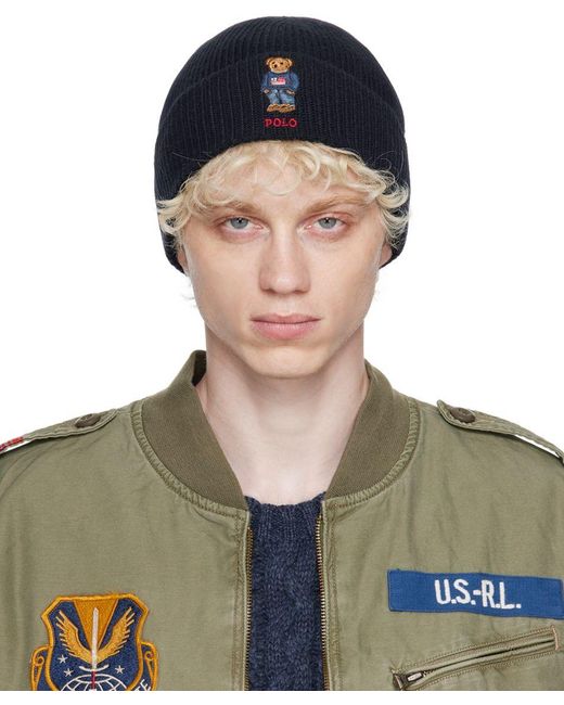 Polo Ralph Lauren Navy Embroidered Beanie in Green for Men | Lyst
