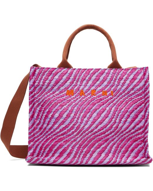 Marni Purple Raffia-Effect Small Tote