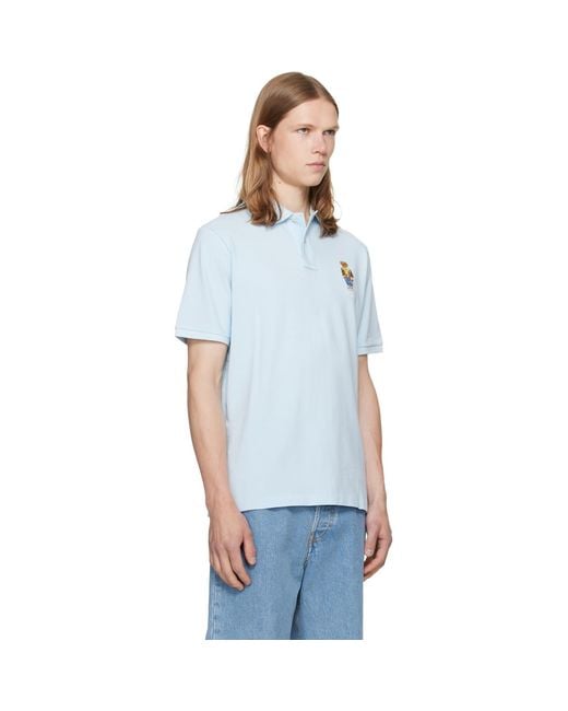 Polo Ralph Lauren Blue Classic Fit Polo Bear Mesh Polo for men