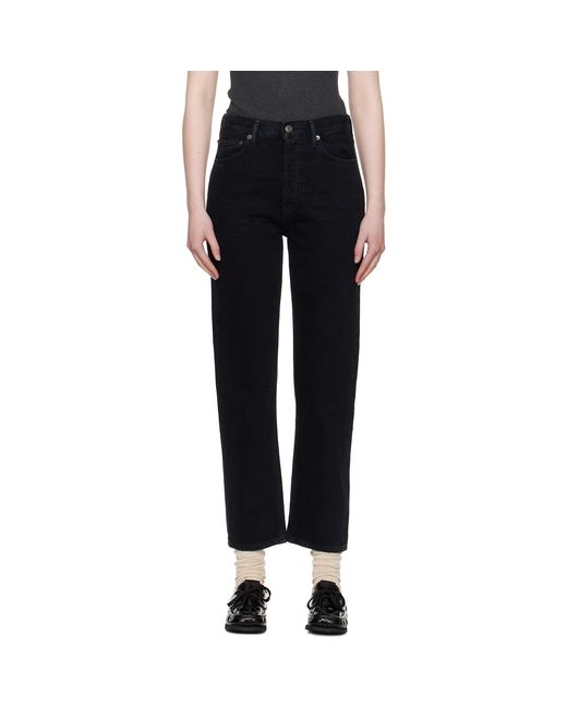 Agolde Black 90S Pinch Waist High Rise Straight Jeans