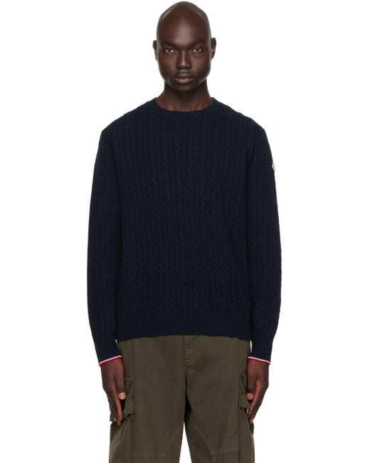 Moncler Blue Navy Crewneck Sweater for men