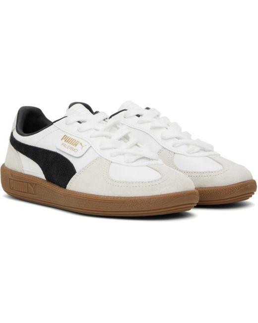 PUMA ホワイト＆グレー Palermo レザースニーカー Black