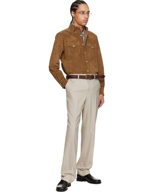 メンズ Carter Young ブラウン スエード ウエスタンシャツ Brown
