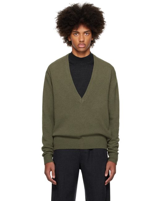 Pull Kaki À Col En V Plongeant Lemaire pour homme en coloris Black