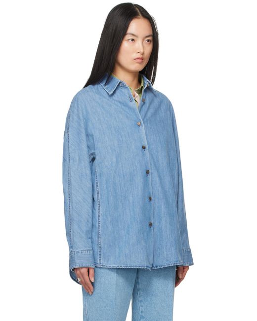 Dries Van Noten Blue Oversized Denim Shirt
