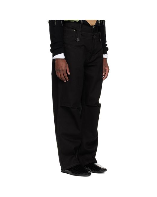 ANDERSSON BELL Black Double Waistband Wide-Leg Trousers for men