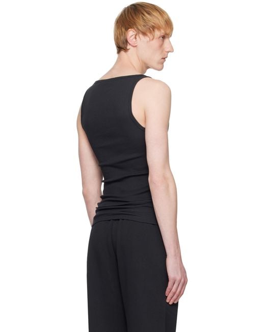 メンズ Skims ブラック Cotton リブタンクトップ 3枚セット Black