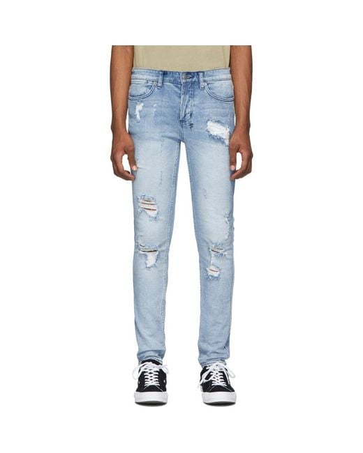 Men's Faded Blue Van Winkle Jeans with Distressed Dominican