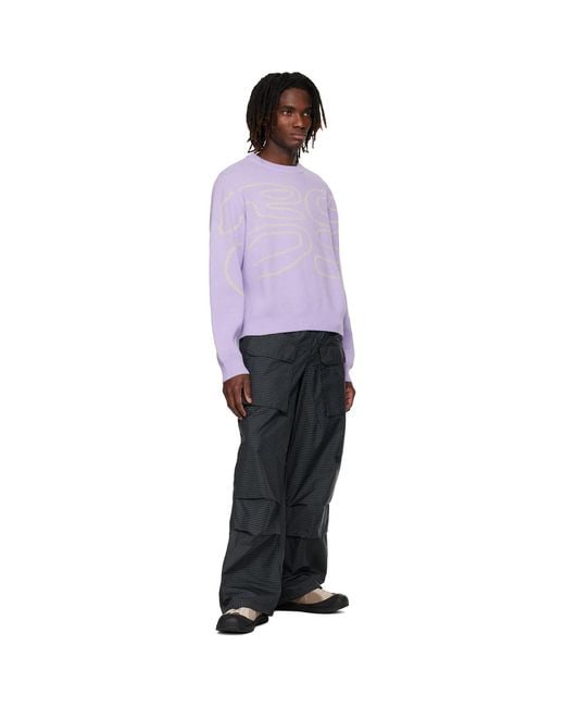 RCOS Purple Stack Logo Knit Sweater for men