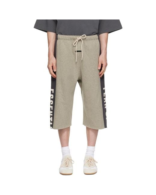 Fear Of God Natural Panelled Raw Cut Off Sweat Shorts for men