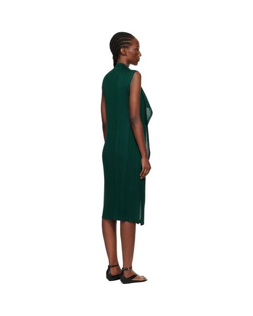 Pleats Please Issey Miyake Black Ramie Pleats Maxi Dress