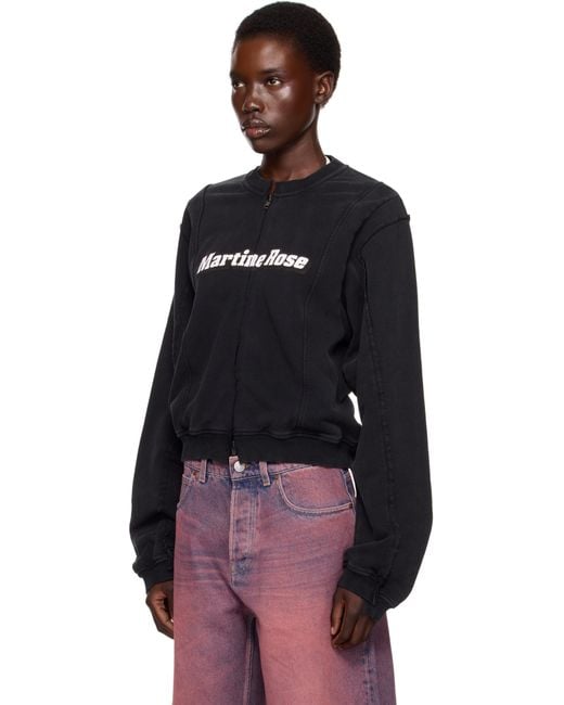 Martine Rose Black Ssense Exclusive Shrunken Zip Up Crew Jacket