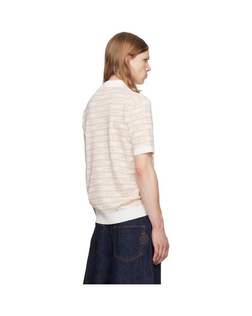 Casablanca White Off- Knit Logo Short Sleeve Polo for men