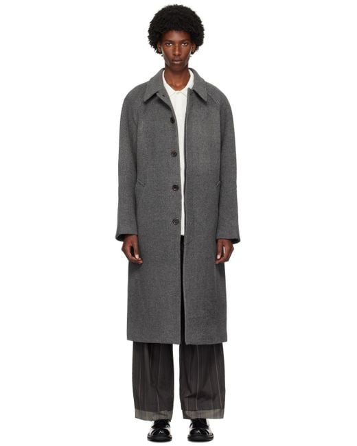 Amomento Black Raglan Long Coat for men