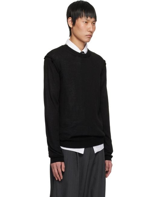 メンズ Comme des Garçons ブラック クルーネックセーター Black