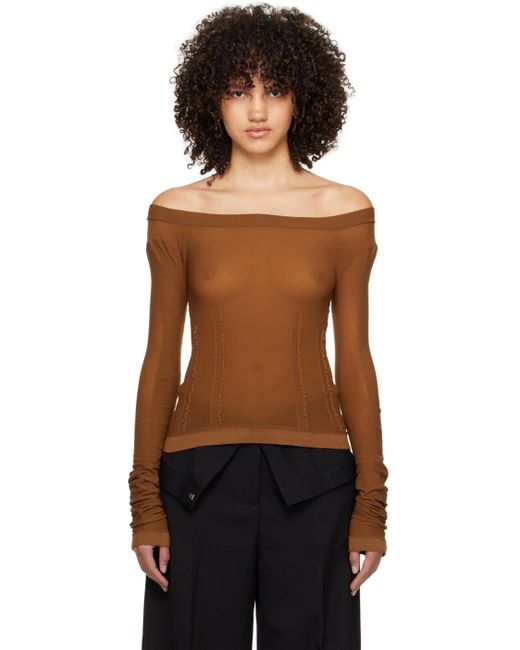 Acne Black Brown Frayed Long Sleeve T-shirt