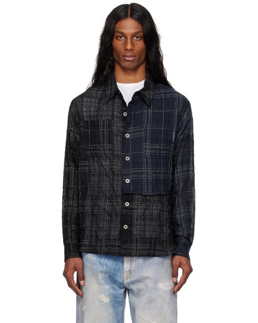 ANDERSSON BELL Black Check Layered Shirt for men