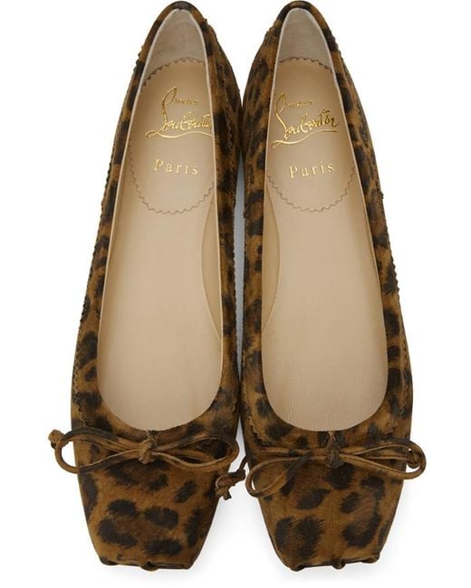 Christian Louboutin Suede Leopard Mamadrague Ballerina in Brown - Lyst