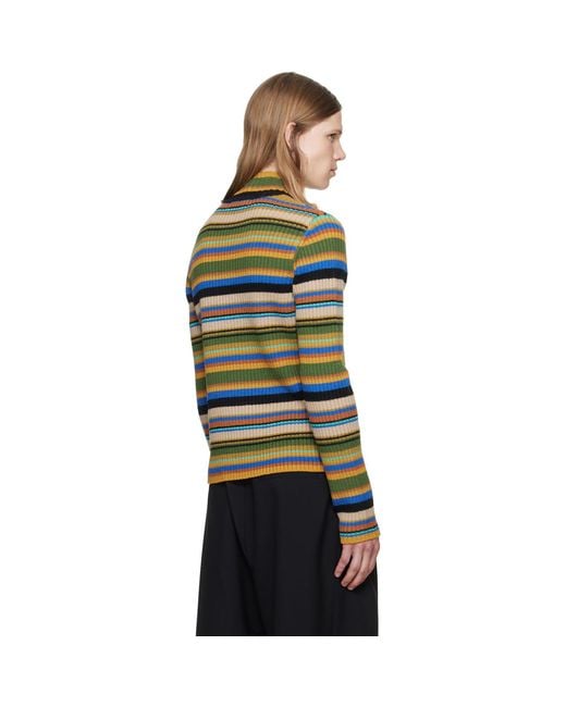 Dries Van Noten Green Ribbed Wool Turtleneck for men