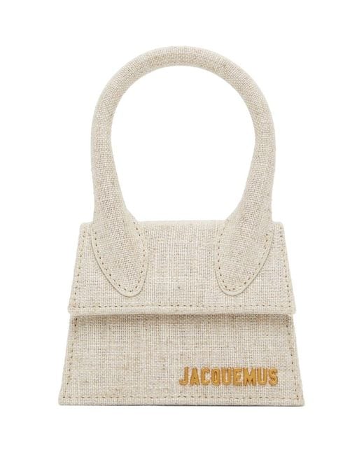 Jacquemus Natural Le Chiquito Medium Linen Top Handle Bag