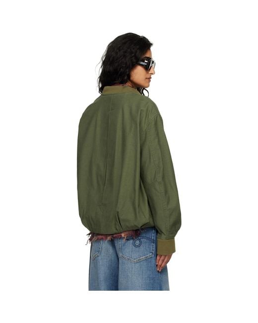 R13 Green Khaki Bubble Bomber Jacket