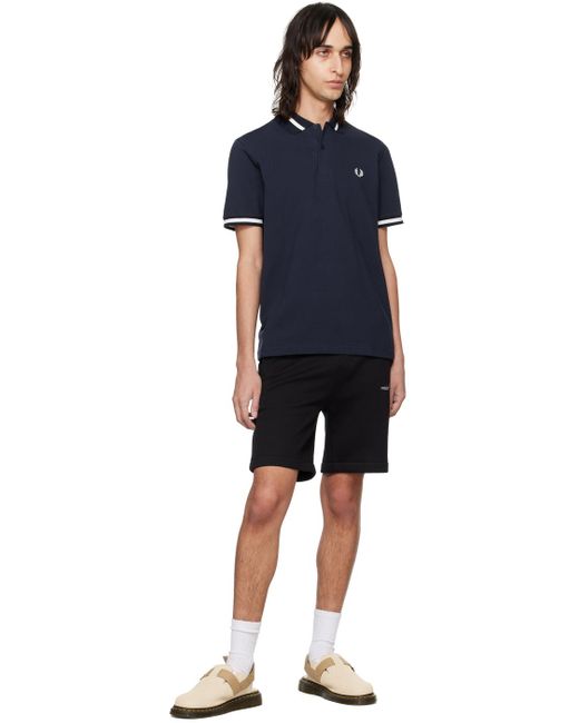 Fred Perry Black Navy Embroidered Polo for men