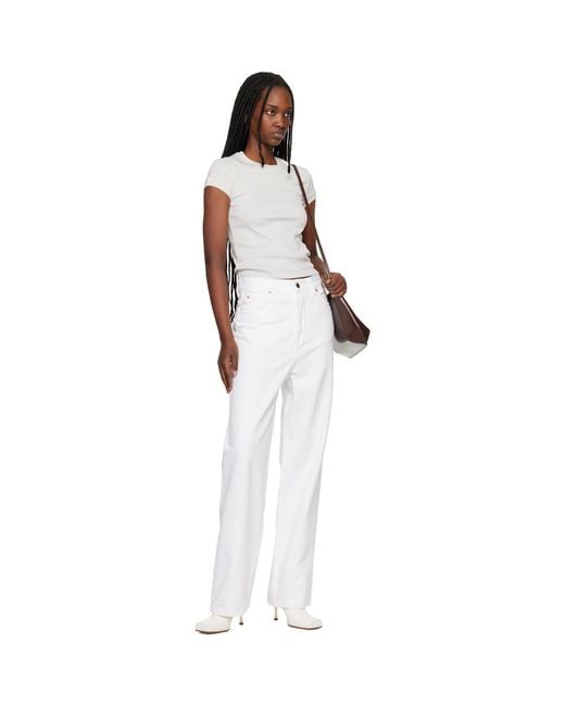 Maison Kitsuné White Contrasted Rib Fitted T-Shirt