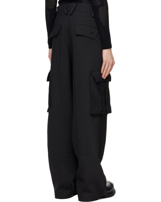 M I S B H V Black Office Pinstripe Tailored Trousers for men