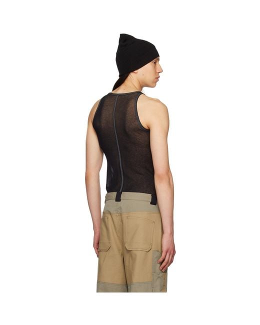 Dion Lee Black Semi-Sheer Tank Top for men
