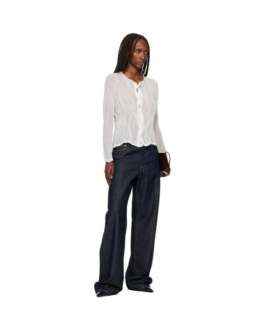 Issey Miyake White Chiffon Twist Cardigan