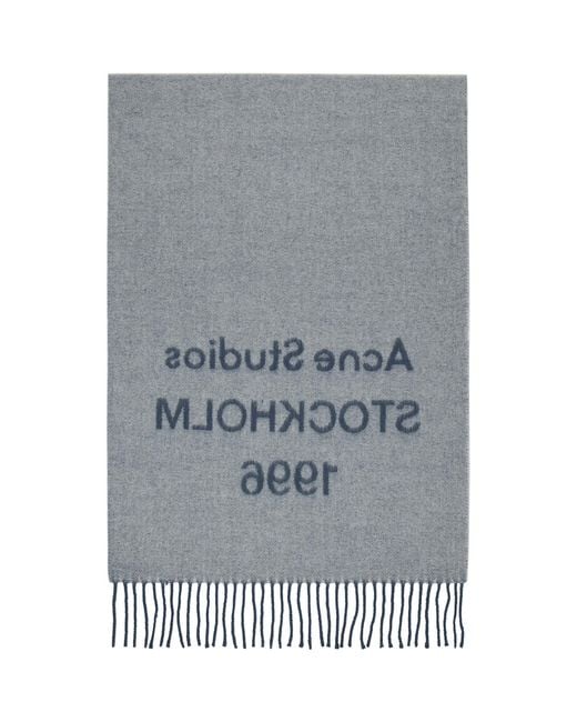 Acne Blue Wide Logo Scarf for men