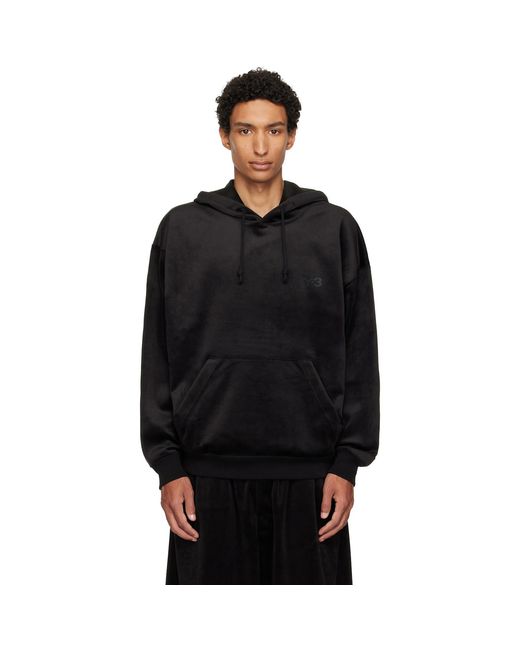 Y-3 Black Velvet Corduroy Hoodie for men