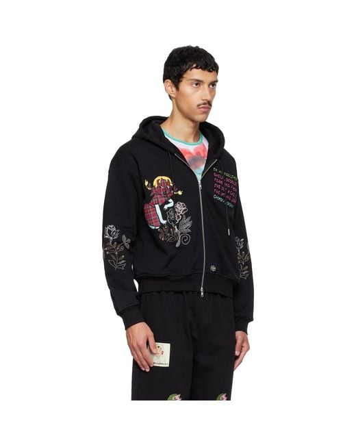 Chopova Lowena Black Feelings Panic Zip Hoodie for men
