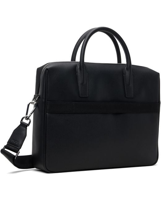 Boss Black Logo Leather Document Briefcase for men