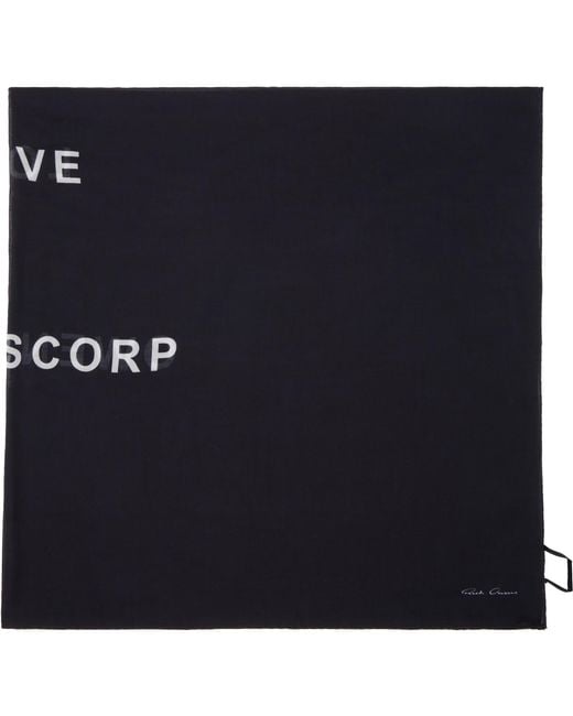 Rick Owens Blue Temple Printed Cot Scarf for men