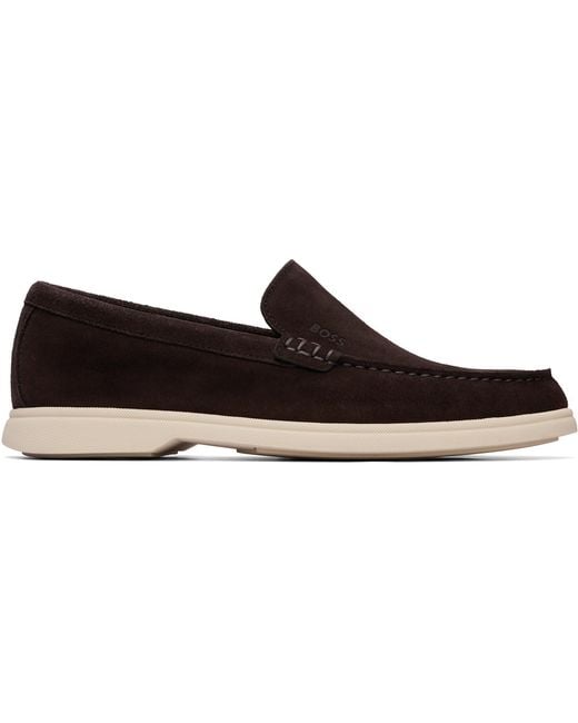 Boss Black Emed Logo Suede Loafers for men