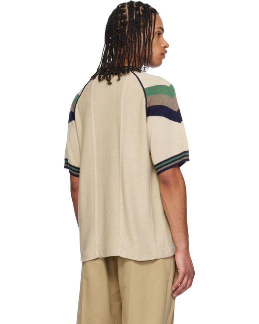 メンズ rice nine ten ベージュ Knitting Game Tシャツ