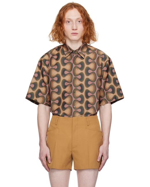 Dries Van Noten Brown Multicolor Printed Shirt for men