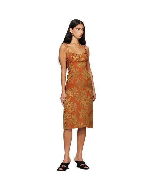 Dries Van Noten Black Jacquard Slip Midi Dress