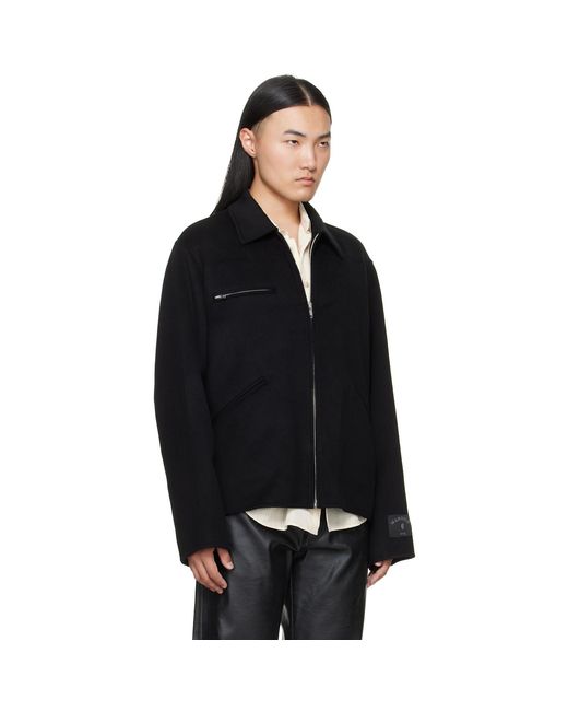 MM6 by Maison Margiela Black Double-Faced Wool Zip Jacket for men