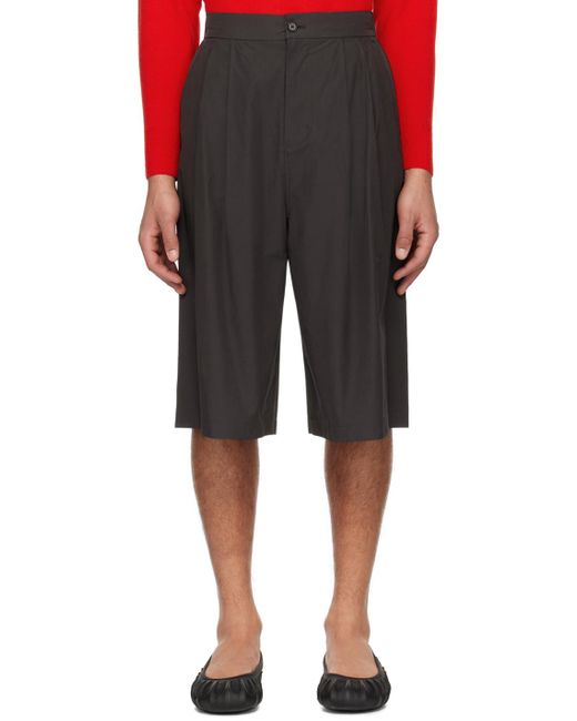 Amomento Black Two Tuck Shorts for men