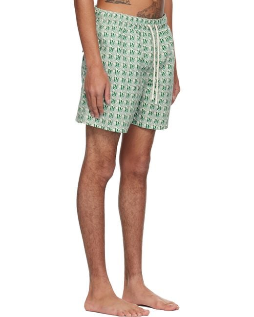 Palm Angels Green Off- 'Pa' Diamond Swim Shorts for men