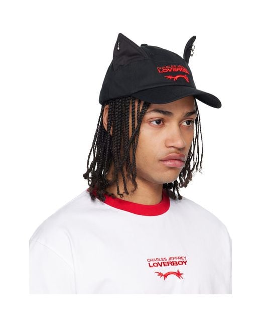 Charles Jeffrey Black Pierced Ears Cap for men