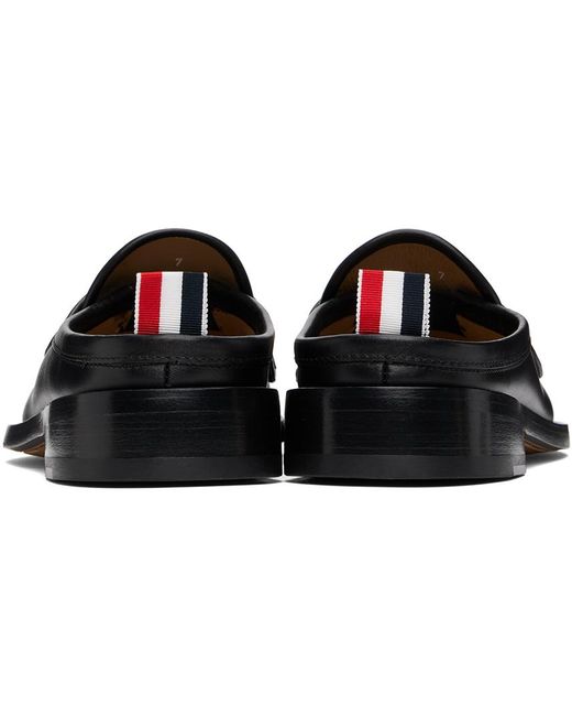 Thom Browne Black Pleated Penny Loafer Mules for men