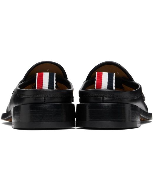 Thom e mules de style flâneur à plastron noires à plis Thom Browne pour homme en coloris Black