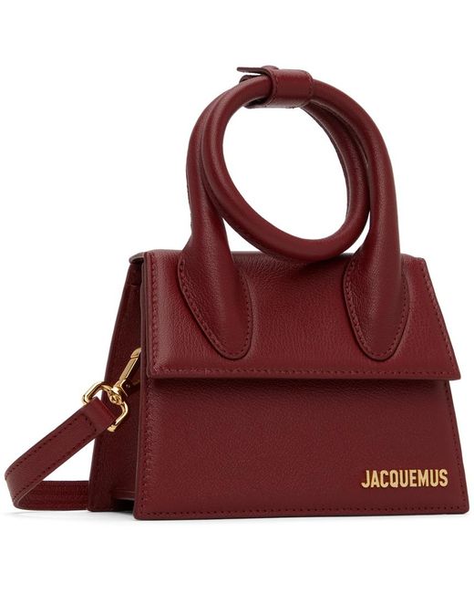 Jacquemus Red Burgundy 'le Chiquito Noeud Boucle' Bag