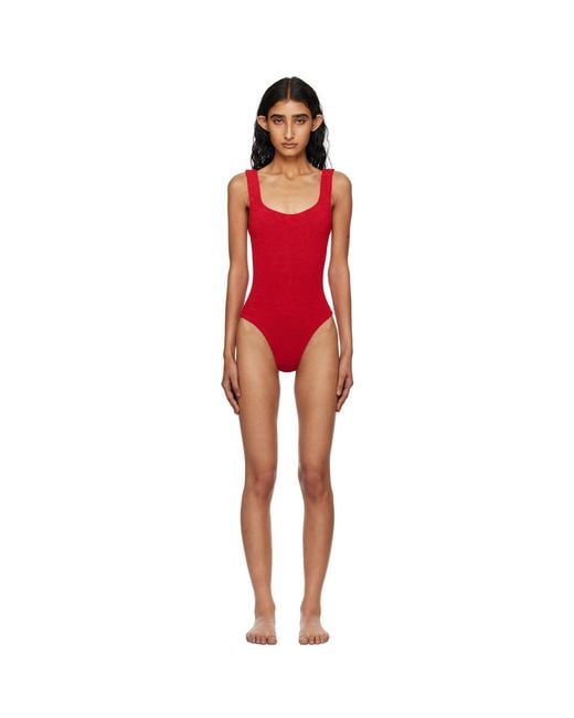 Hunza G Red Square Neck Swimsuit