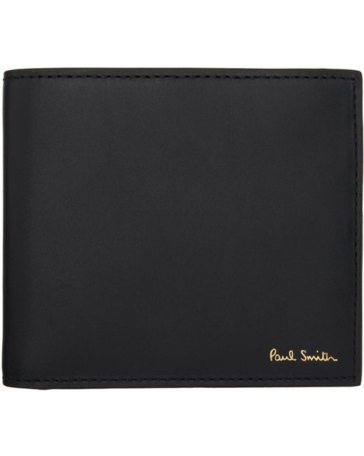 Paul Smith Black Leather 'signature Stripe' Interior Billfold Wallet for men