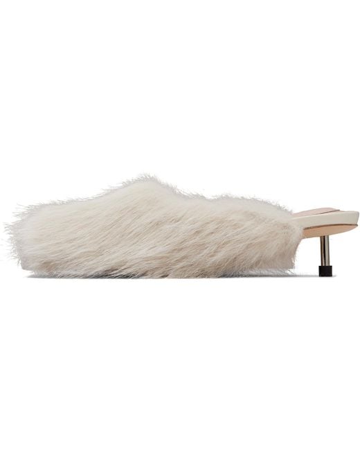Simone Rocha White Off- Faux Fur Mule Heels